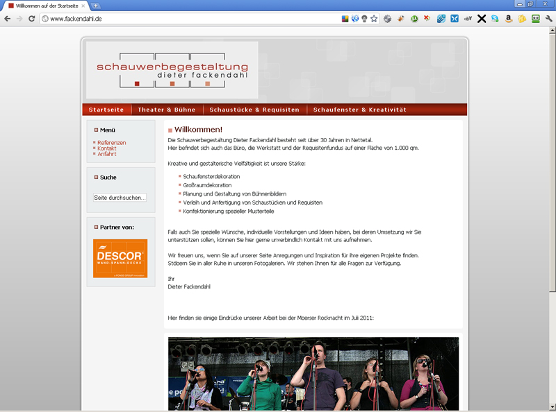 Screenshot der Homepage Fackendahl.de