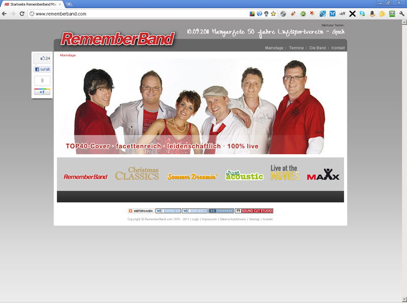 Screenshot der Startseite RememberBand.com