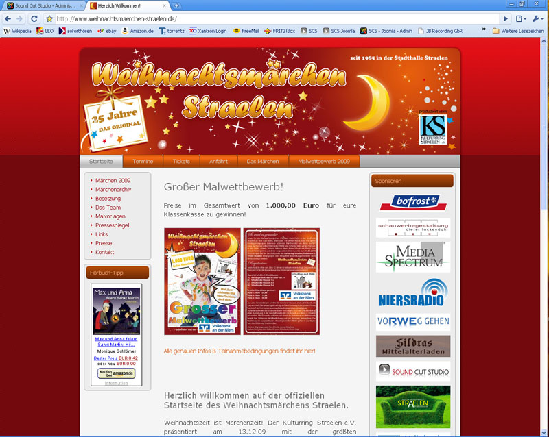 Screenshot der Webseite Weihnachtsmärchen Straelen